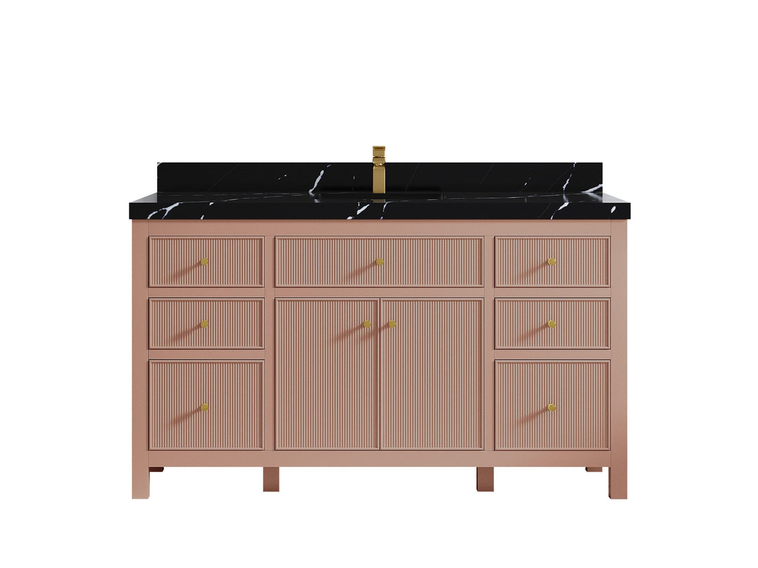 Sonoma 60 in W x 22 in D Free Standing Reeded Single Sink Bathroom Vanity - Willow Bath and Vanity