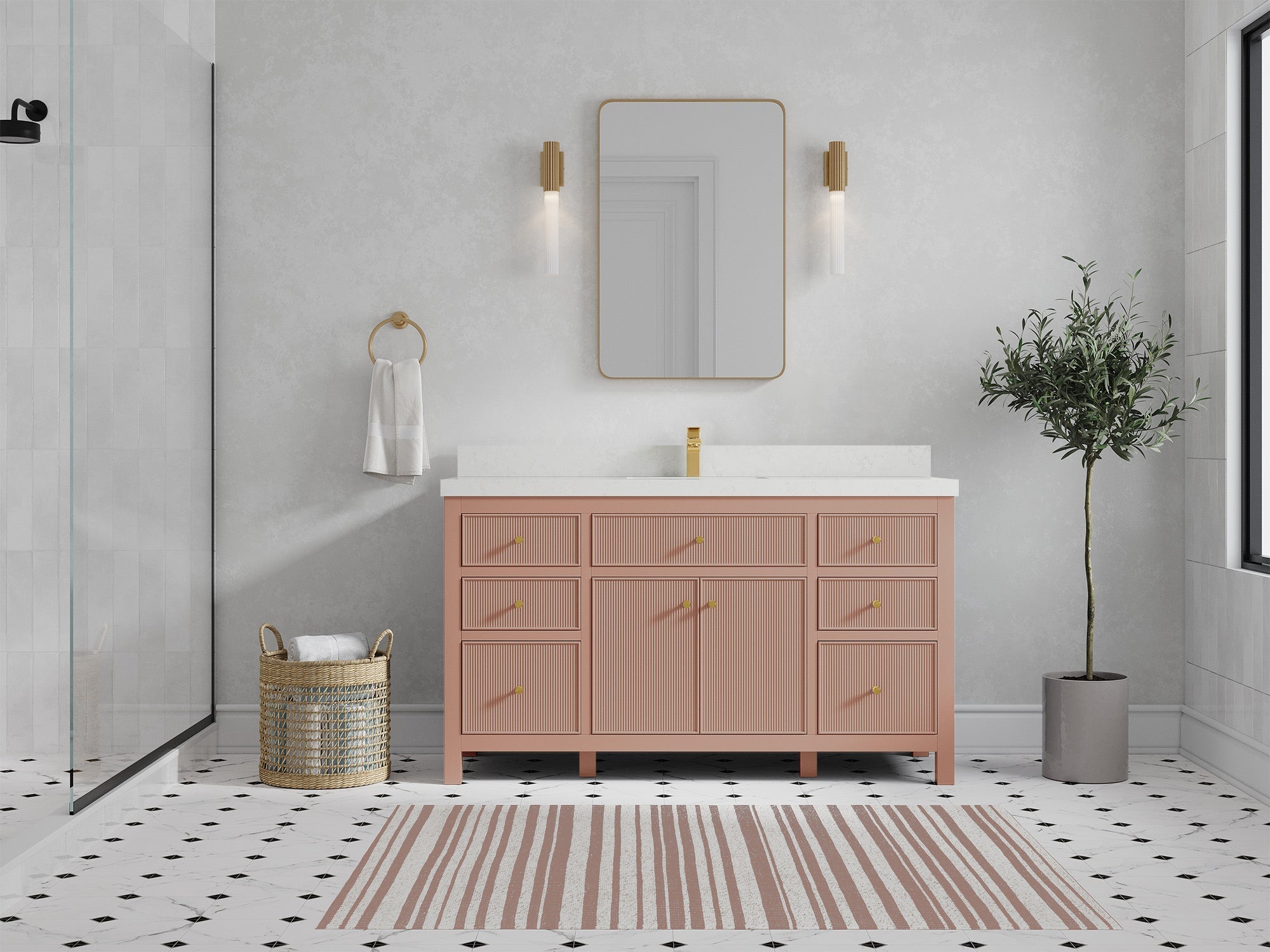 Sonoma 60 in W x 22 in D Free Standing Reeded Single Sink Bathroom Vanity - Willow Bath and Vanity