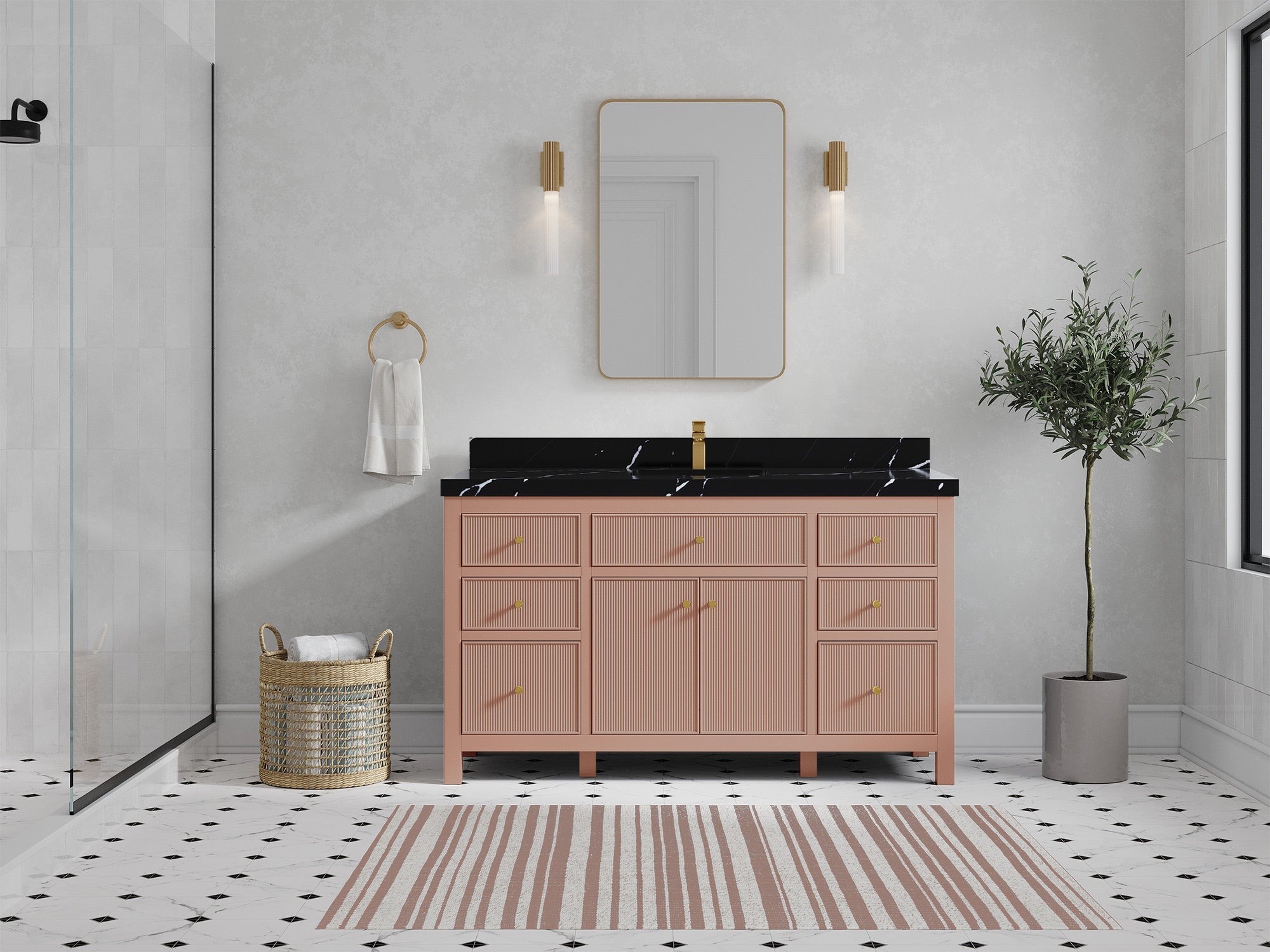 Sonoma 60 in W x 22 in D Free Standing Reeded Single Sink Bathroom Vanity - Willow Bath and Vanity