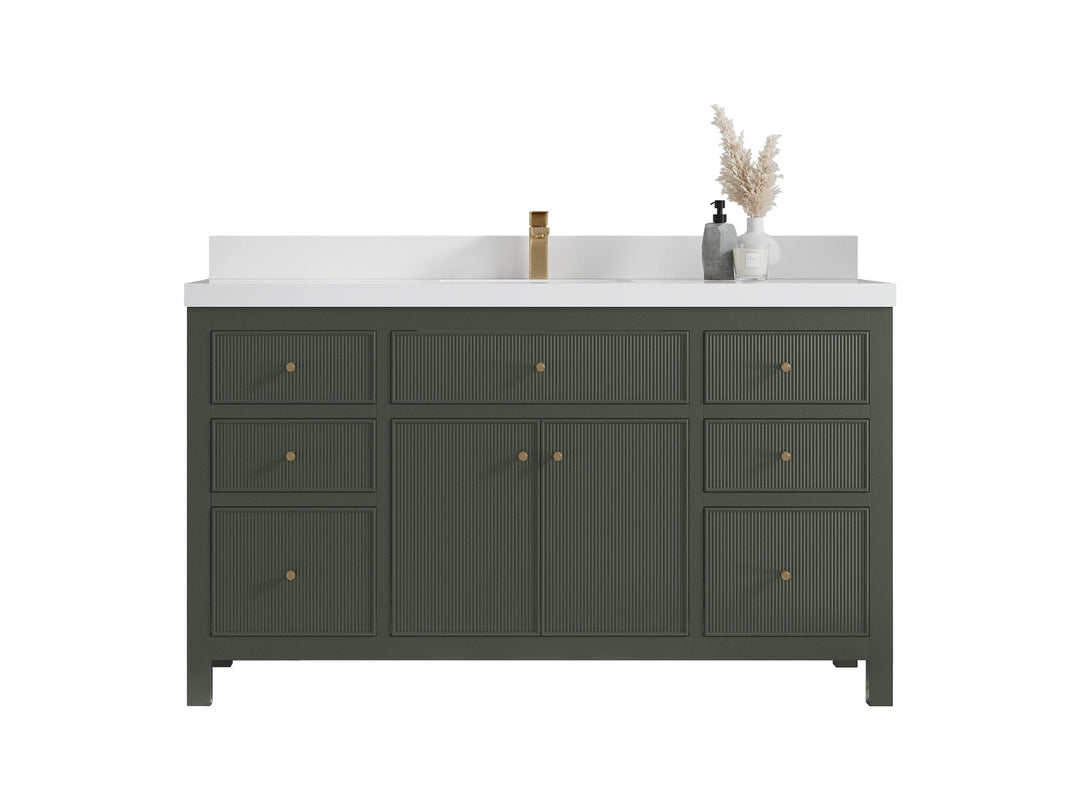 Sonoma 60 in W x 22 in D Free Standing Reeded Single Sink Bathroom Vanity - Willow Bath and Vanity