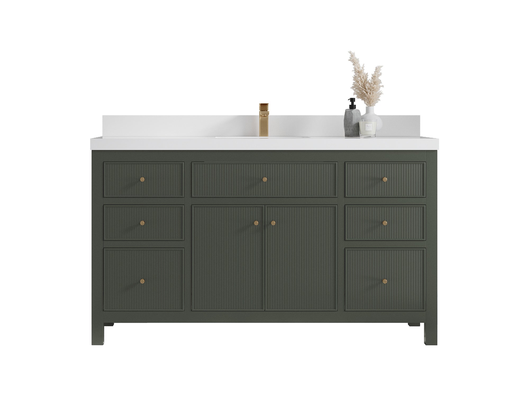 Sonoma 60 in W x 22 in D Free Standing Reeded Single Sink Bathroom Vanity - Willow Bath and Vanity