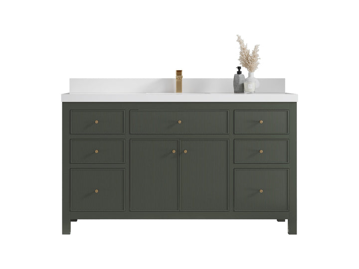 Sonoma 60 in W x 22 in D Free Standing Reeded Single Sink Bathroom Vanity - photo 1
