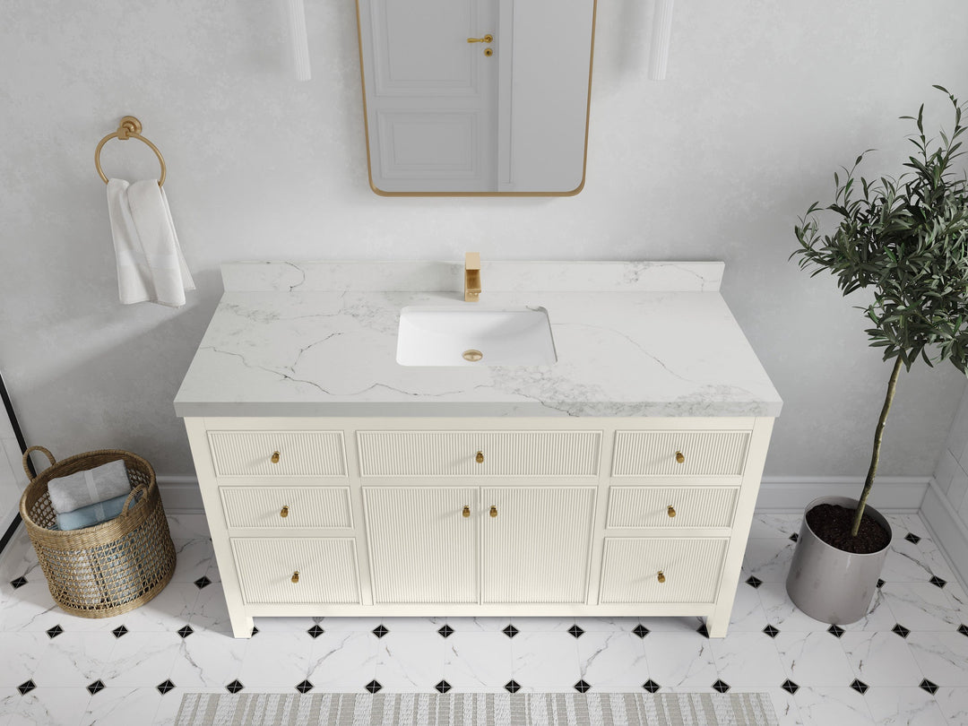 Sonoma 60 in W x 22 in D Free Standing Reeded Single Sink Bathroom Vanity - Willow Bath and Vanity