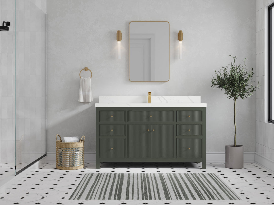 Sonoma 60 in W x 22 in D Free Standing Reeded Single Sink Bathroom Vanity - Willow Bath and Vanity