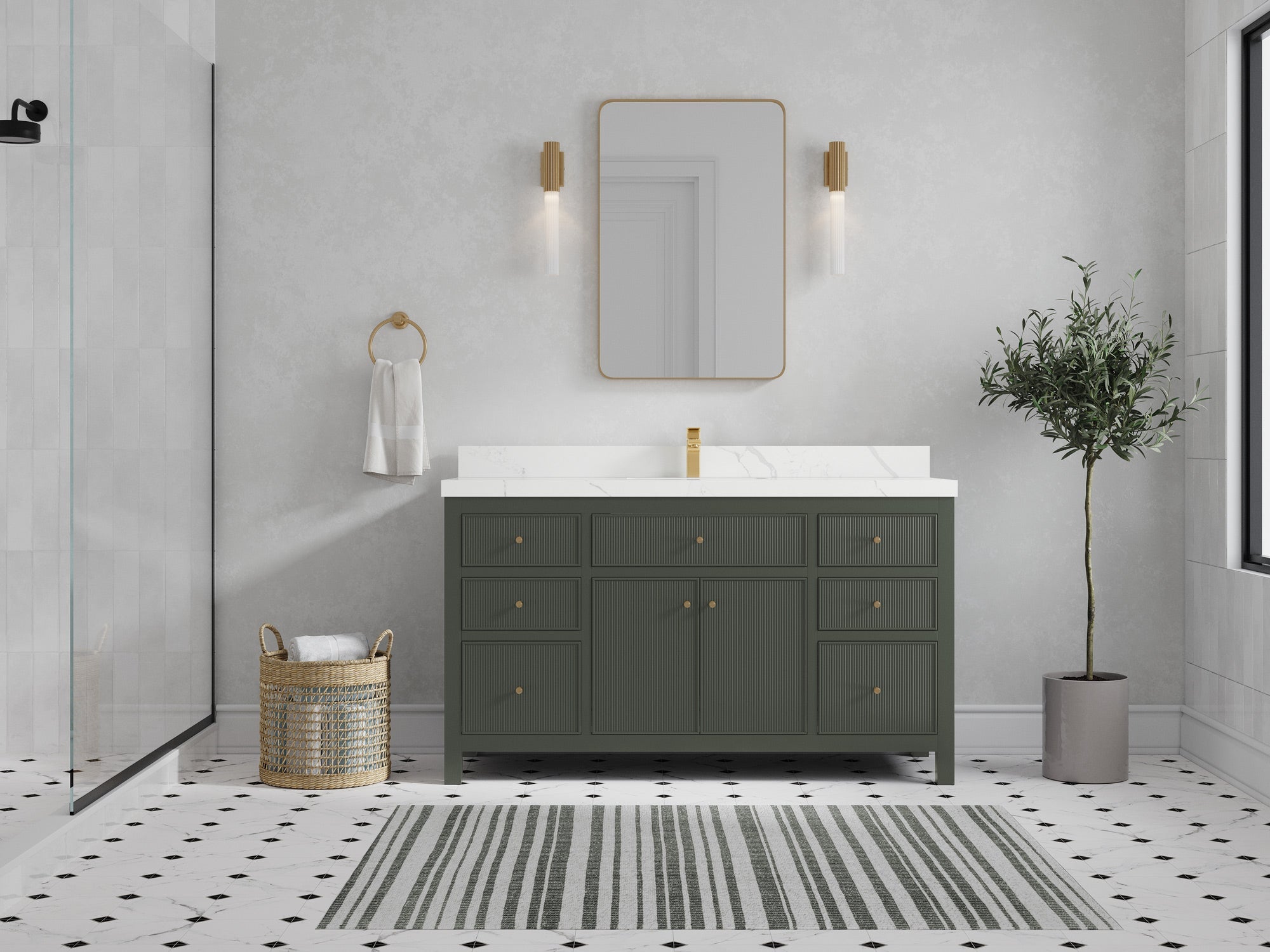 Sonoma 60 in W x 22 in D Free Standing Reeded Single Sink Bathroom Vanity - Willow Bath and Vanity