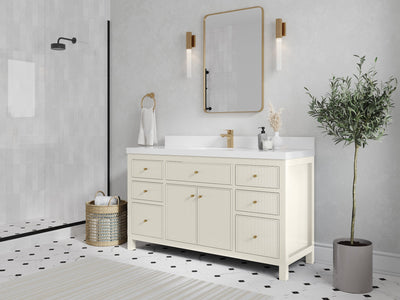 Sonoma 60 in W x 22 in D Free Standing Reeded Single Sink Bathroom Vanity - Willow Bath and Vanity