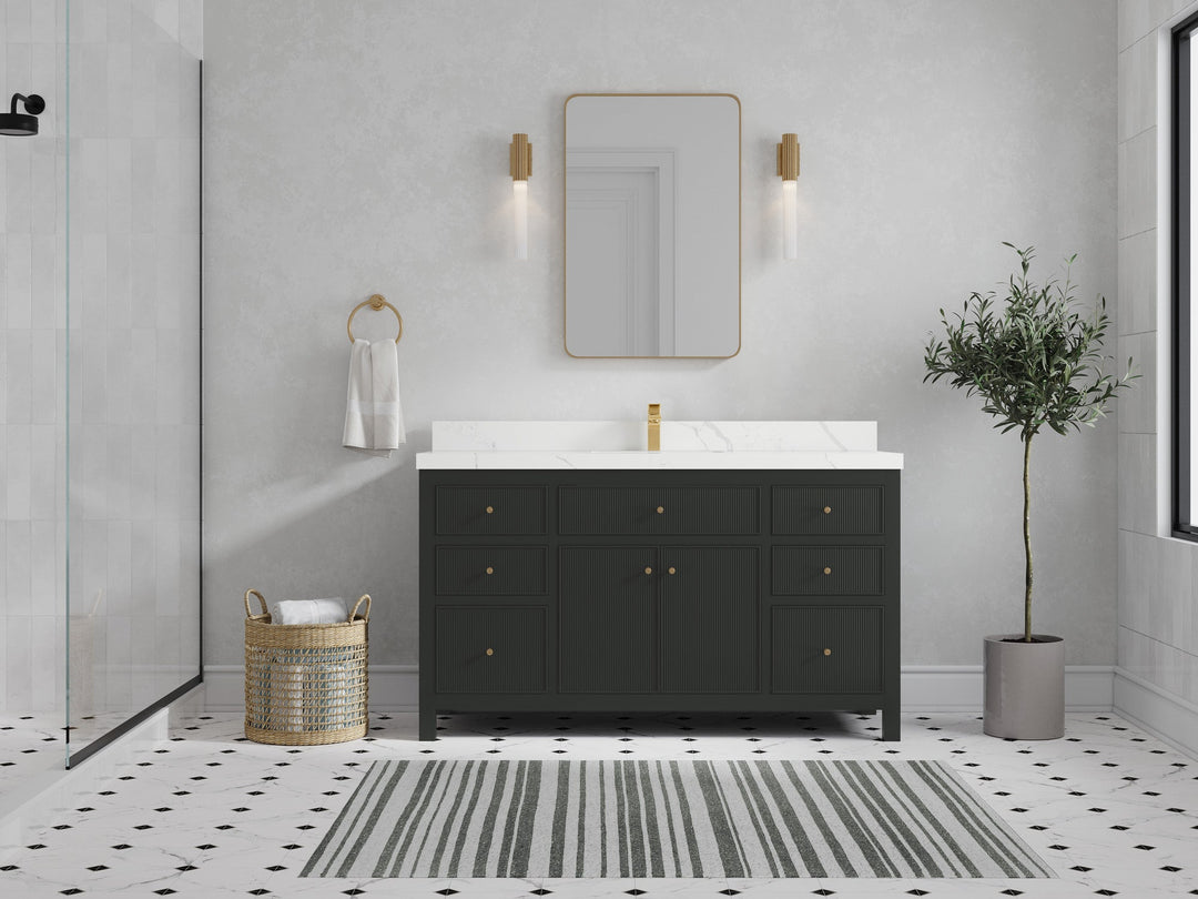 Sonoma 60 in W x 22 in D Free Standing Reeded Single Sink Bathroom Vanity - Willow Bath and Vanity