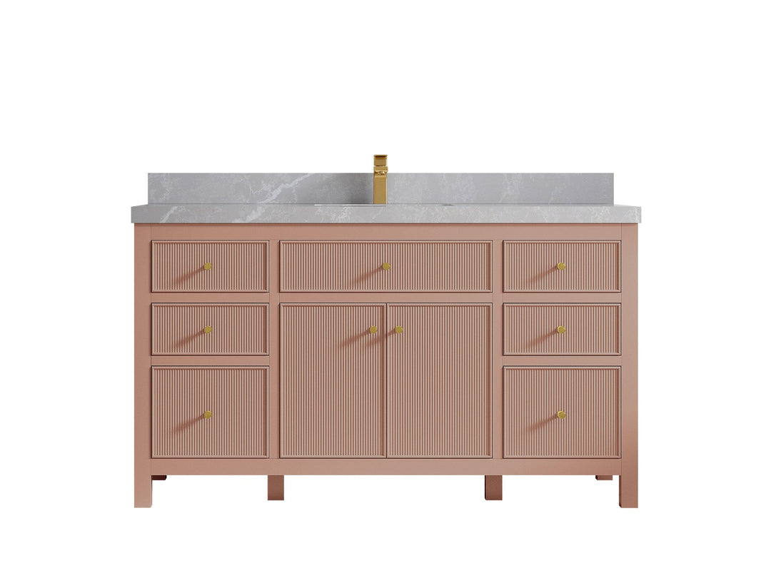 Sonoma 60 in W x 22 in D Free Standing Reeded Single Sink Bathroom Vanity - Willow Bath and Vanity