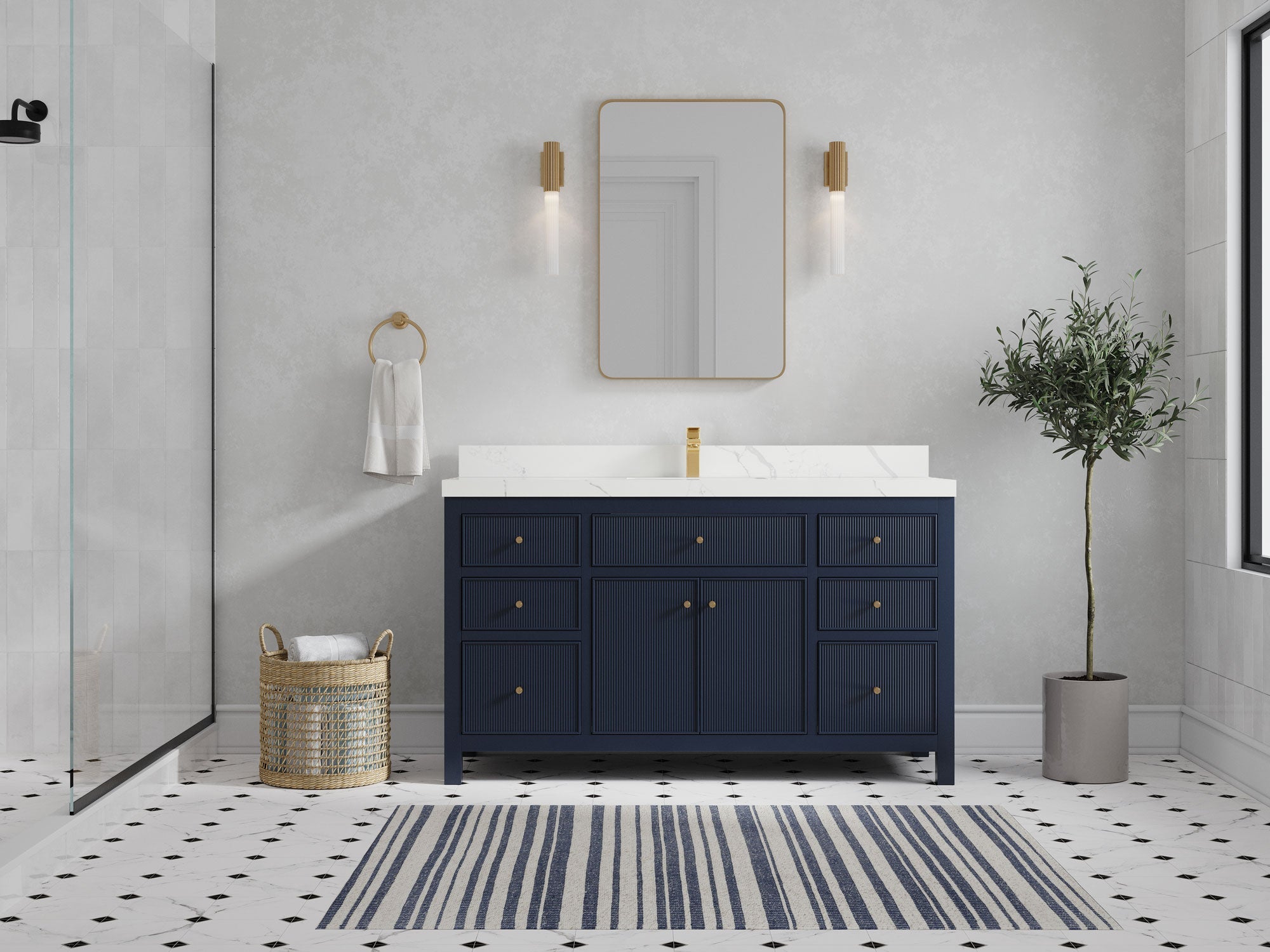 Sonoma 60 in W x 22 in D Free Standing Reeded Single Sink Bathroom Vanity - Willow Bath and Vanity