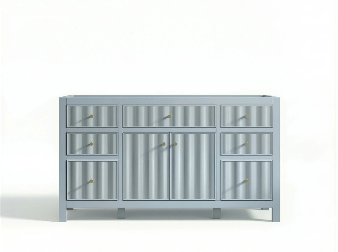 Sonoma 60 in W x 22 in D Free Standing Reeded Single Sink Bathroom Vanity | 
              
                Blue Heather
                
                  
             - SON_BLU_BRS_60S - photo №28