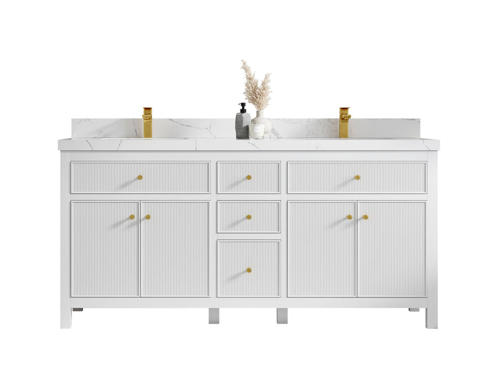 Sonoma 72 in W x 22 in D Free Standing Reeded Double Sink Bathroom Vanity - photo 1