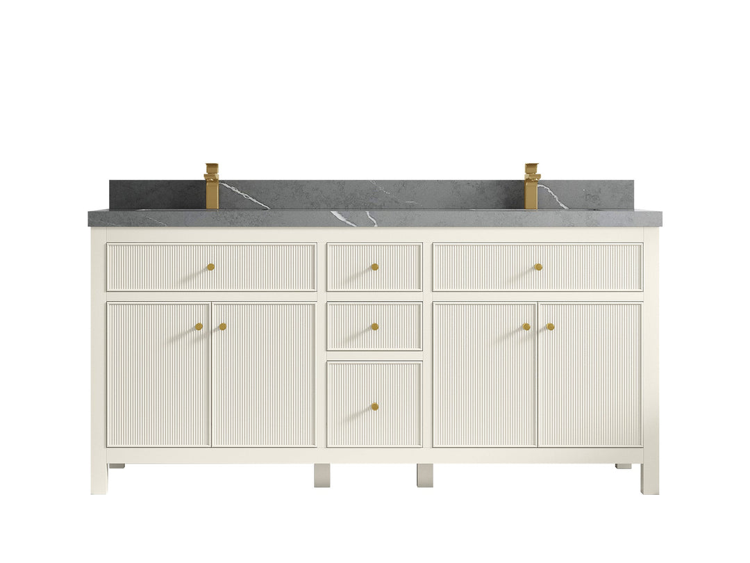 Sonoma 72 in W x 22 in D Free Standing Reeded Double Sink Bathroom Vanity - Willow Bath and Vanity