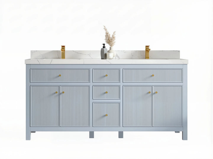 Sonoma 72 in W x 22 in D Free Standing Reeded Double Sink Bathroom Vanity - photo 1