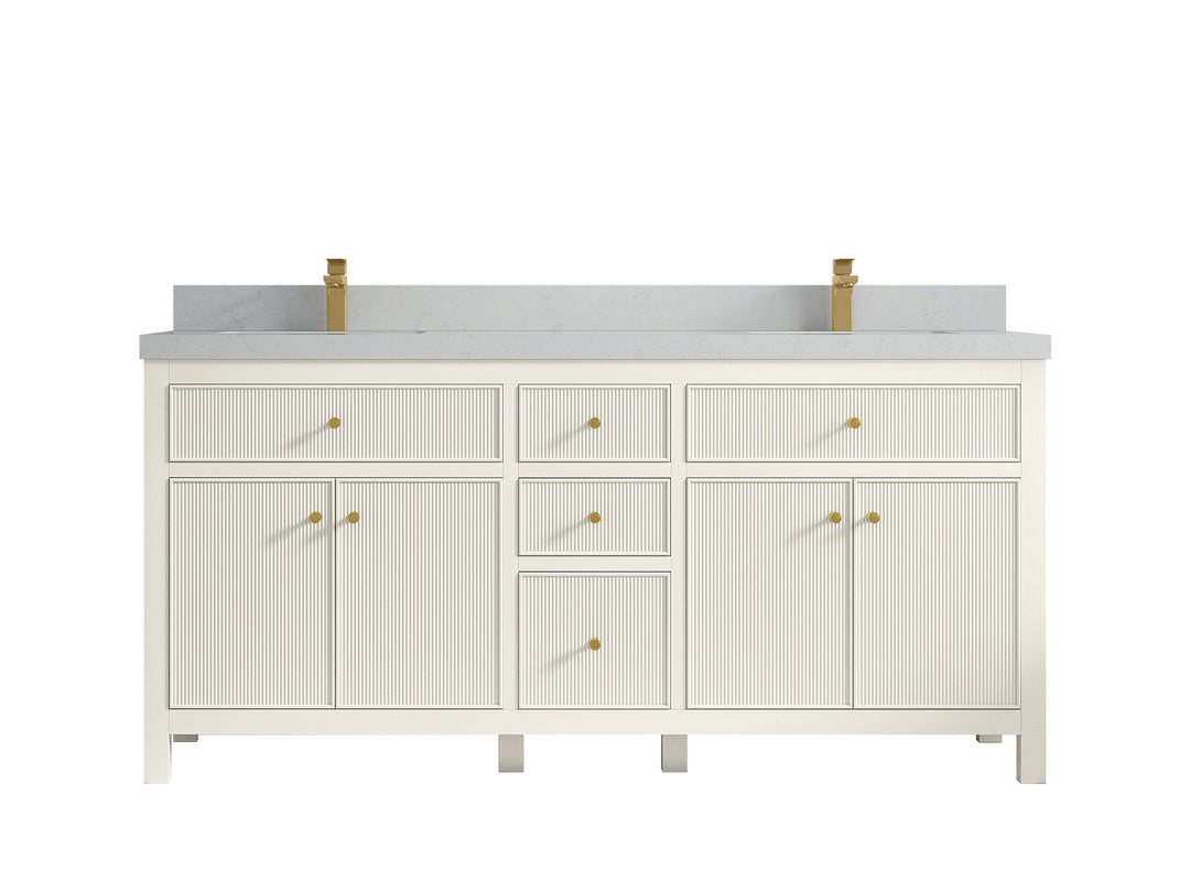 Sonoma 72 in W x 22 in D Free Standing Reeded Double Sink Bathroom Vanity - Willow Bath and Vanity
