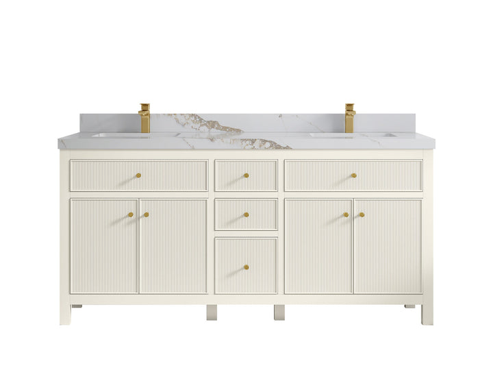 Sonoma 72 in W x 22 in D Free Standing Reeded Double Sink Bathroom Vanity - photo 10