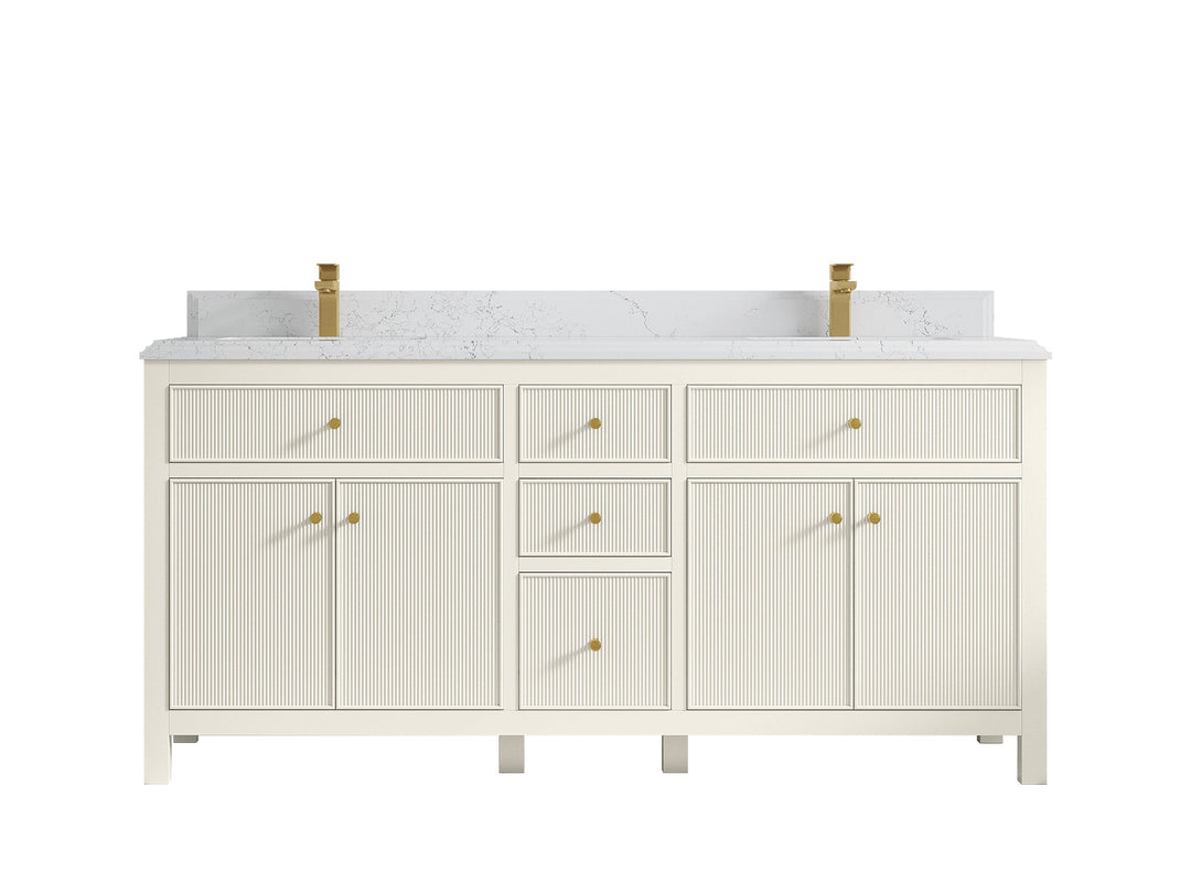 Sonoma 72 in W x 22 in D Free Standing Reeded Double Sink Bathroom Vanity - Willow Bath and Vanity