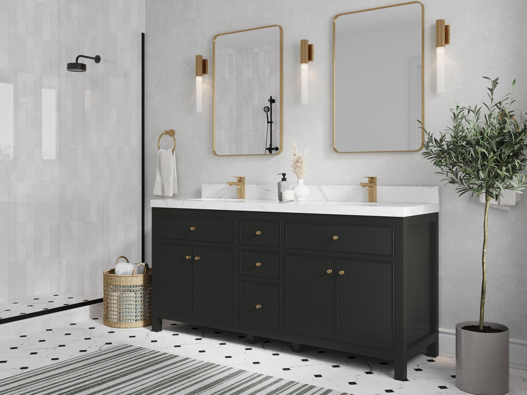 Sonoma 72 in W x 22 in D Free Standing Reeded Double Sink Bathroom Vanity - Willow Bath and Vanity