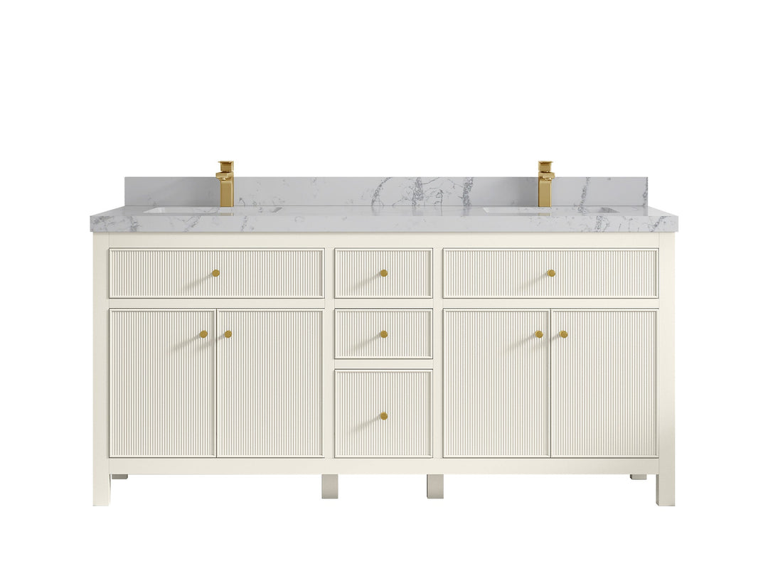 Sonoma 72 in W x 22 in D Free Standing Reeded Double Sink Bathroom Vanity - Willow Bath and Vanity