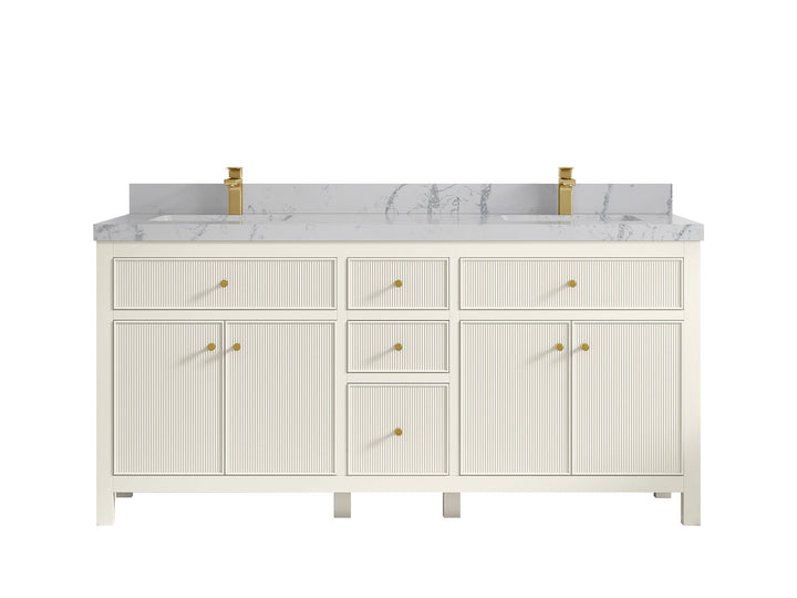 Sonoma 72 in W x 22 in D Free Standing Reeded Double Sink Bathroom Vanity - photo 40