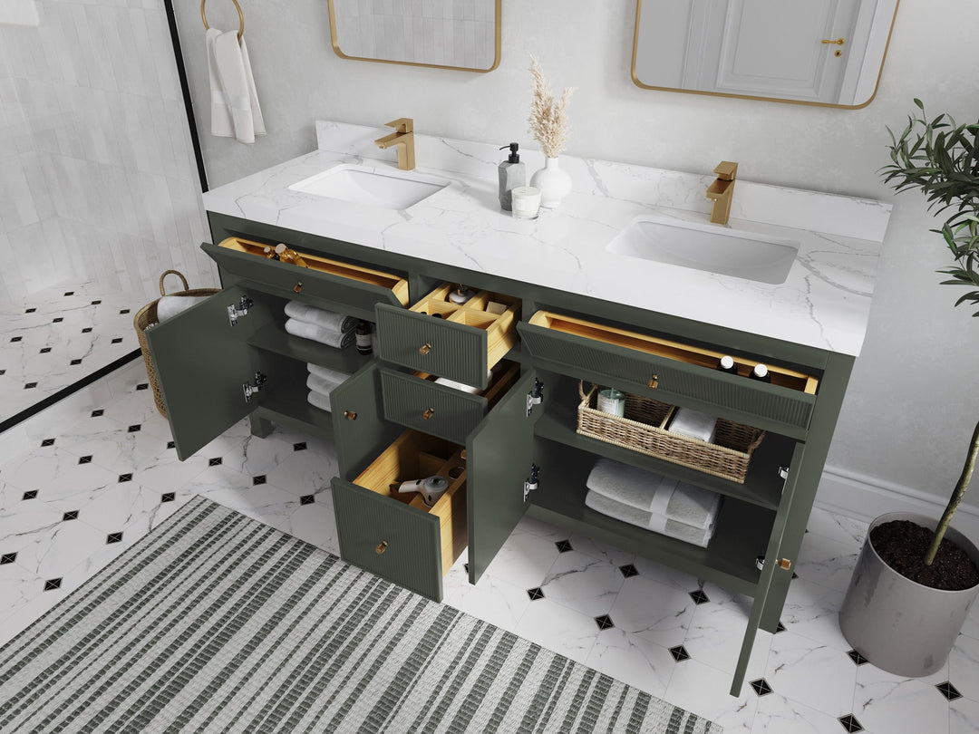Sonoma 72 in W x 22 in D Free Standing Reeded Double Sink Bathroom Vanity - Willow Bath and Vanity