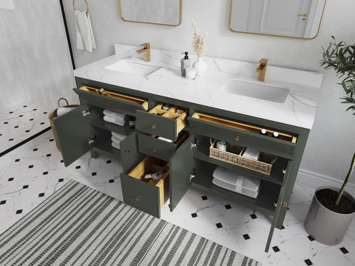 Sonoma 72 in W x 22 in D Free Standing Reeded Double Sink Bathroom Vanity - photo 3