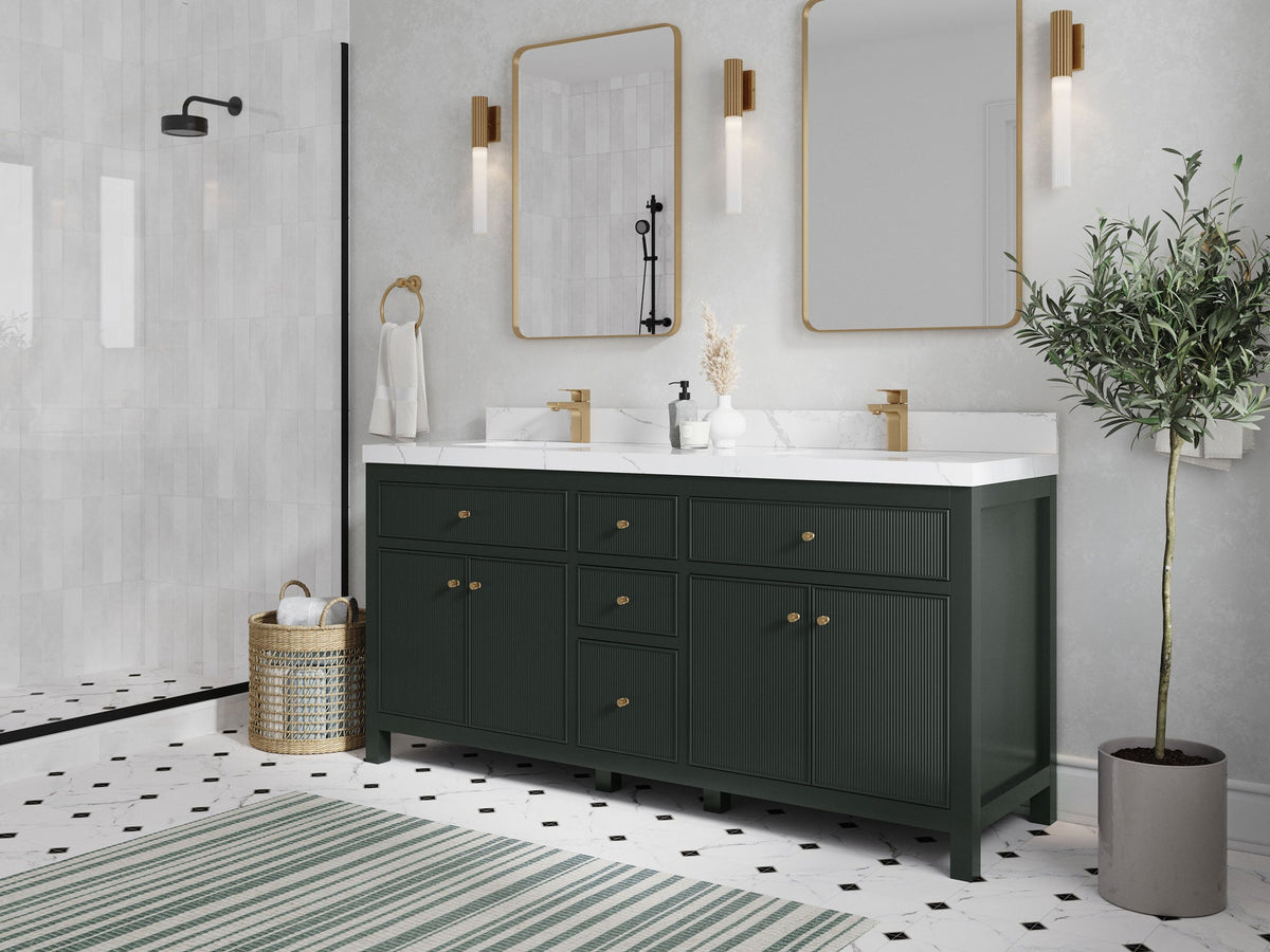 Sonoma 72 in W x 22 in D Free Standing Reeded Double Sink Bathroom Vanity - Willow Bath and Vanity