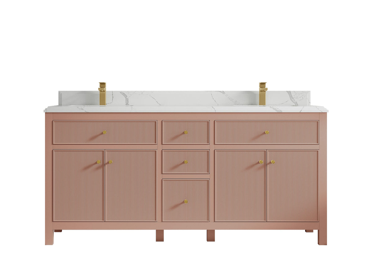 Sonoma 72 in W x 22 in D Free Standing Reeded Double Sink Bathroom Vanity - Willow Bath and Vanity