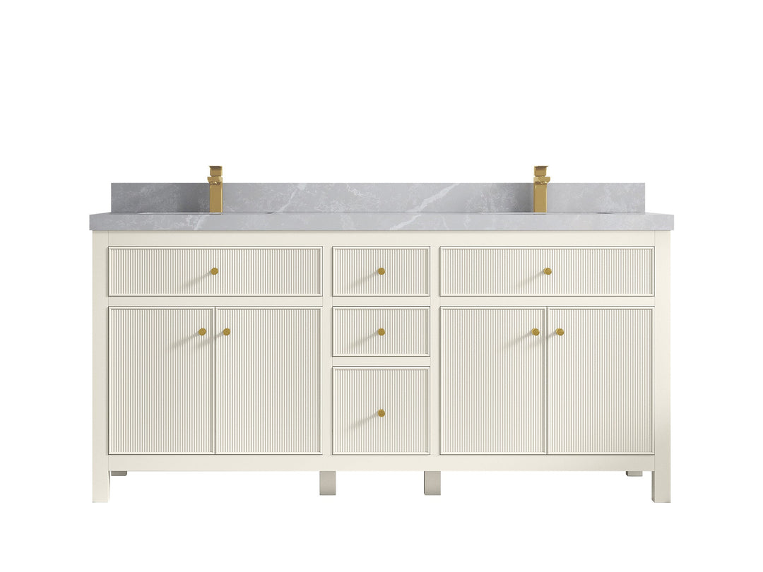 Sonoma 72 in W x 22 in D Free Standing Reeded Double Sink Bathroom Vanity - Willow Bath and Vanity