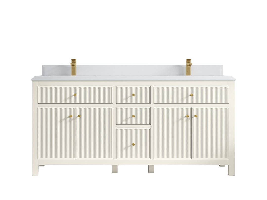 Sonoma 72 in W x 22 in D Free Standing Reeded Double Sink Bathroom Vanity - Willow Bath and Vanity