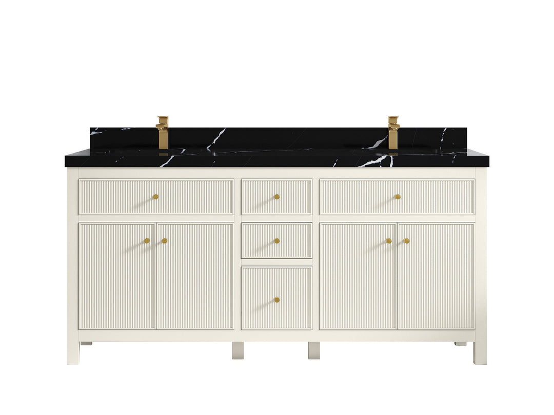 Sonoma 72 in W x 22 in D Free Standing Reeded Double Sink Bathroom Vanity - Willow Bath and Vanity