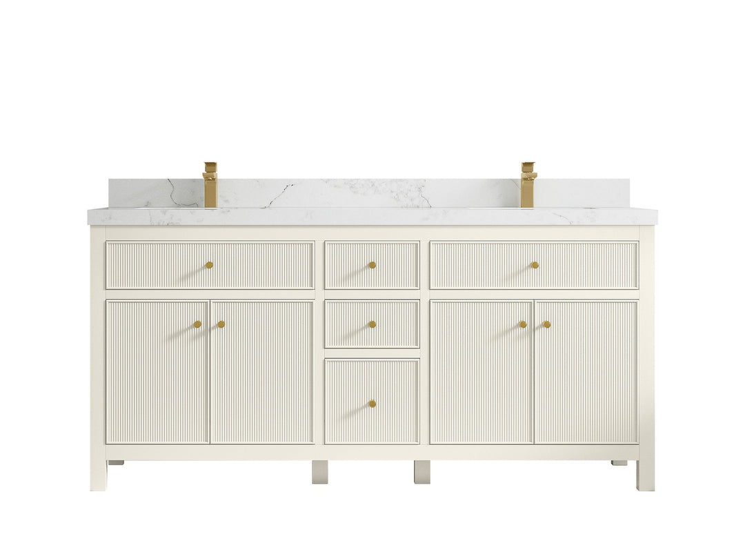 Sonoma 72 in W x 22 in D Free Standing Reeded Double Sink Bathroom Vanity - Willow Bath and Vanity