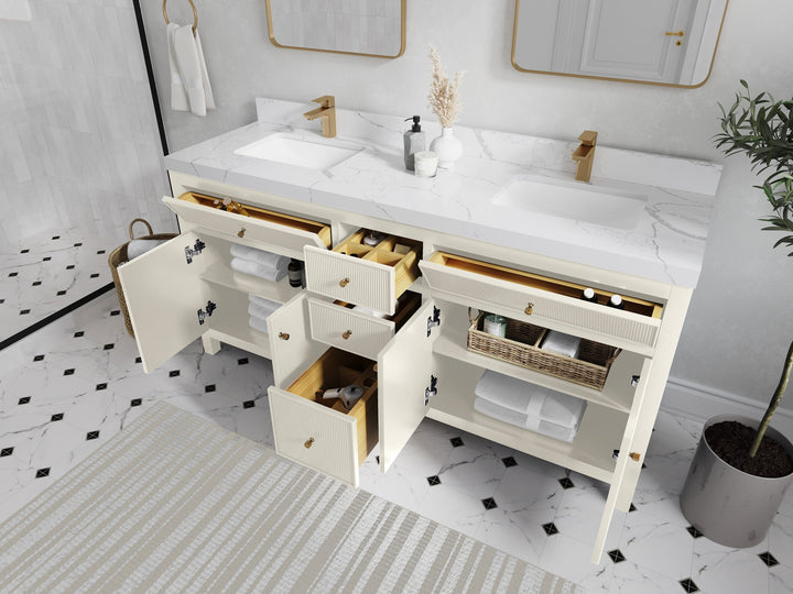 Sonoma 72 in W x 22 in D Free Standing Reeded Double Sink Bathroom Vanity - photo 3