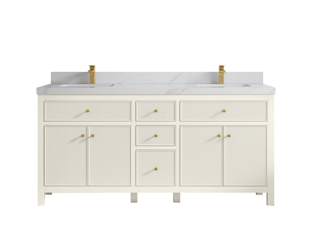 Sonoma 72 in W x 22 in D Free Standing Reeded Double Sink Bathroom Vanity - Willow Bath and Vanity