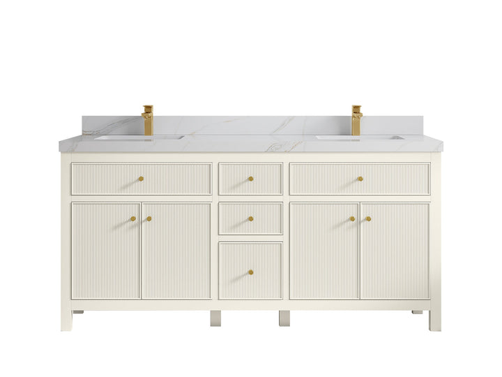 Sonoma 72 in W x 22 in D Free Standing Reeded Double Sink Bathroom Vanity - photo 16