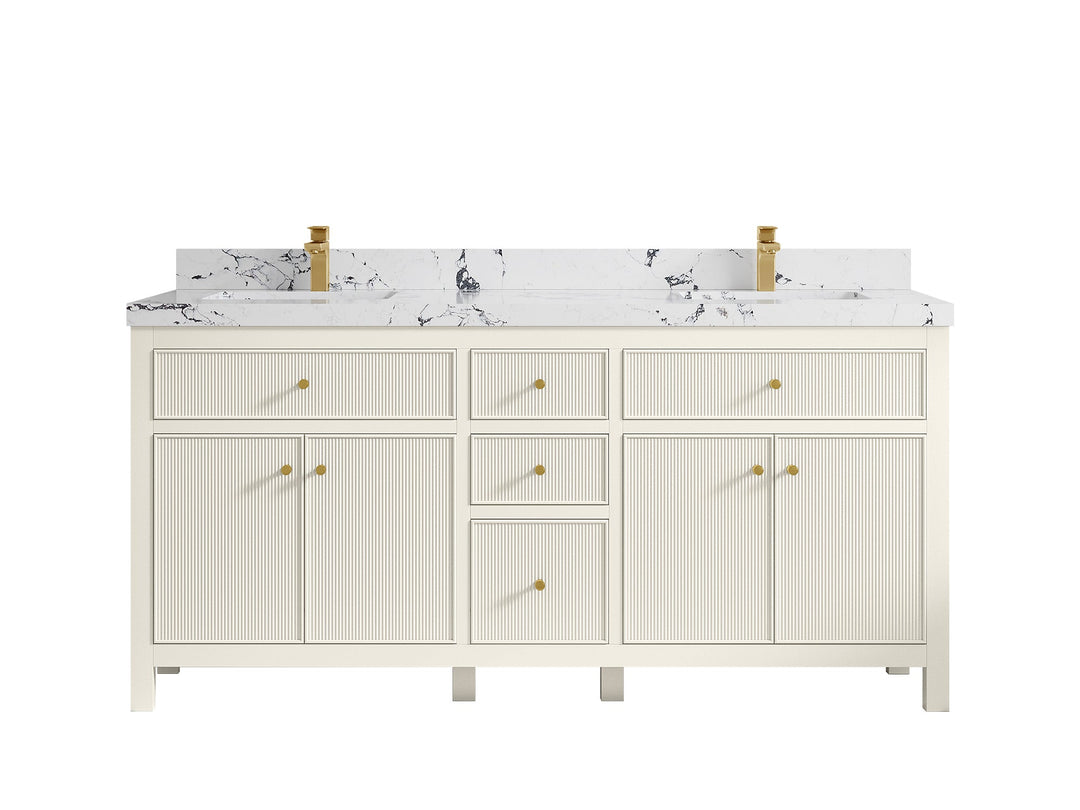 Sonoma 72 in W x 22 in D Free Standing Reeded Double Sink Bathroom Vanity - Willow Bath and Vanity