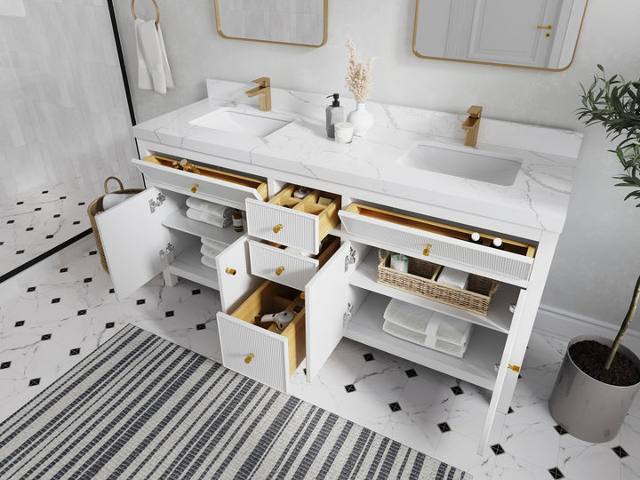 Sonoma 72 in W x 22 in D Free Standing Reeded Double Sink Bathroom Vanity - photo 3