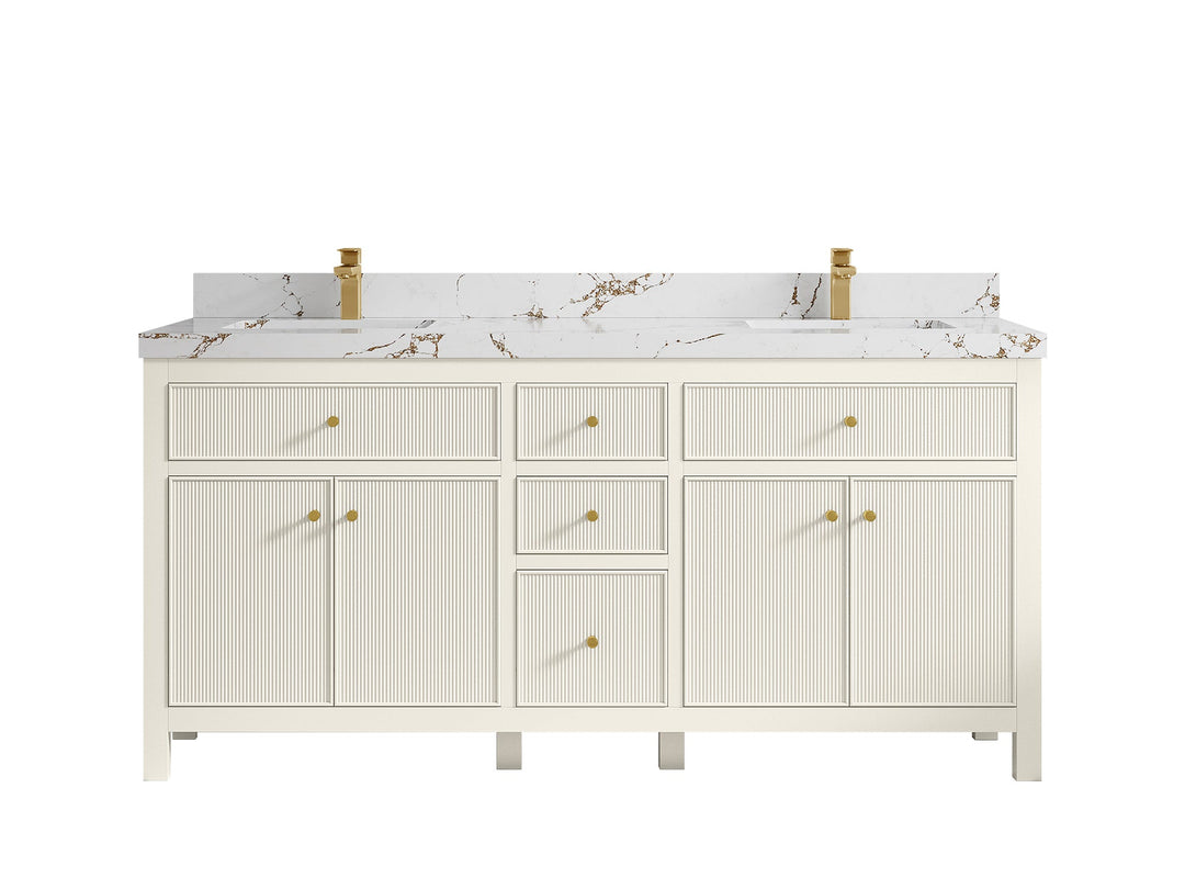 Sonoma 72 in W x 22 in D Free Standing Reeded Double Sink Bathroom Vanity - Willow Bath and Vanity