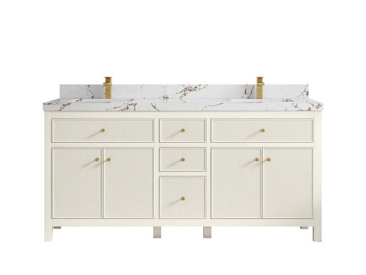 Sonoma 72 in W x 22 in D Free Standing Reeded Double Sink Bathroom Vanity - photo 34