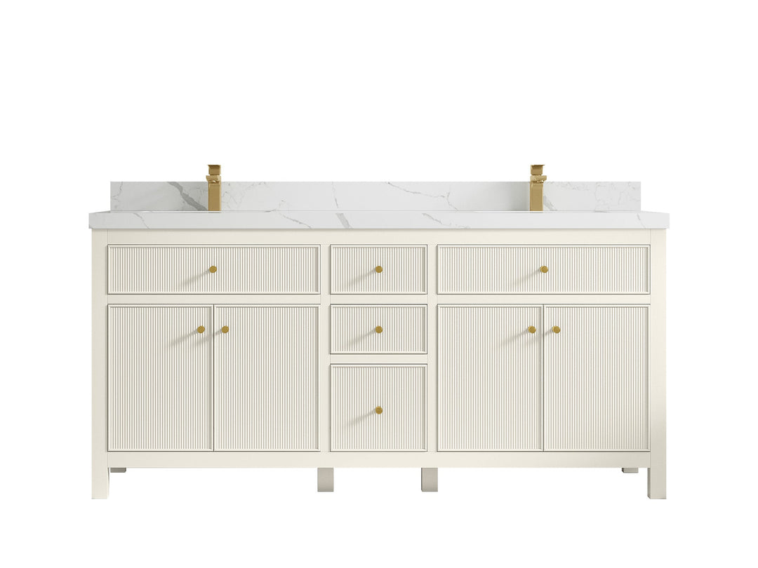 Sonoma 72 in W x 22 in D Free Standing Reeded Double Sink Bathroom Vanity - Willow Bath and Vanity
