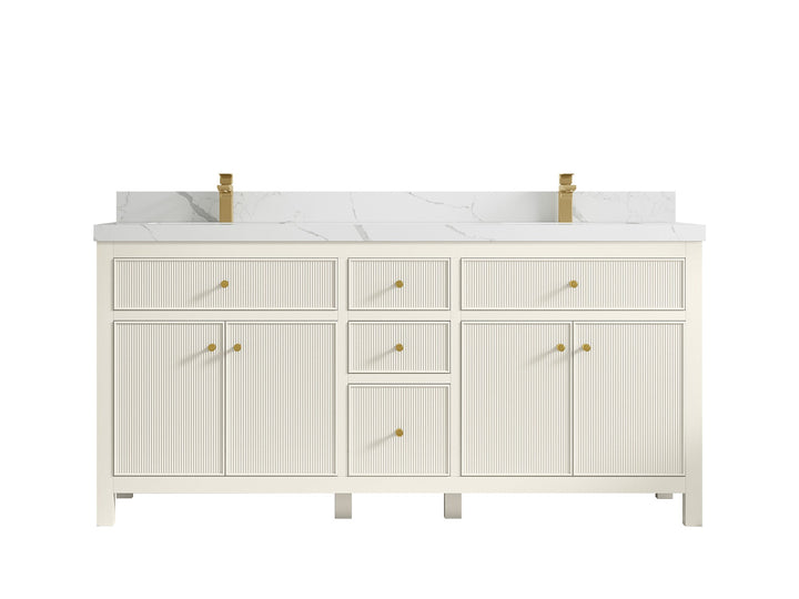 Sonoma 72 in W x 22 in D Free Standing Reeded Double Sink Bathroom Vanity - photo 12