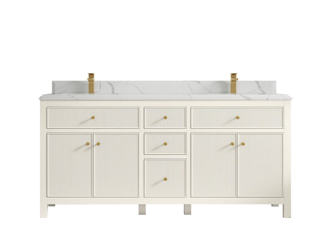 Sonoma 72 in W x 22 in D Free Standing Reeded Double Sink Bathroom Vanity - Willow Bath and Vanity