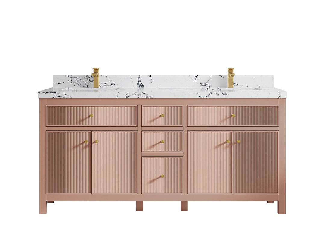 Sonoma 72 in W x 22 in D Free Standing Reeded Double Sink Bathroom Vanity - Willow Bath and Vanity