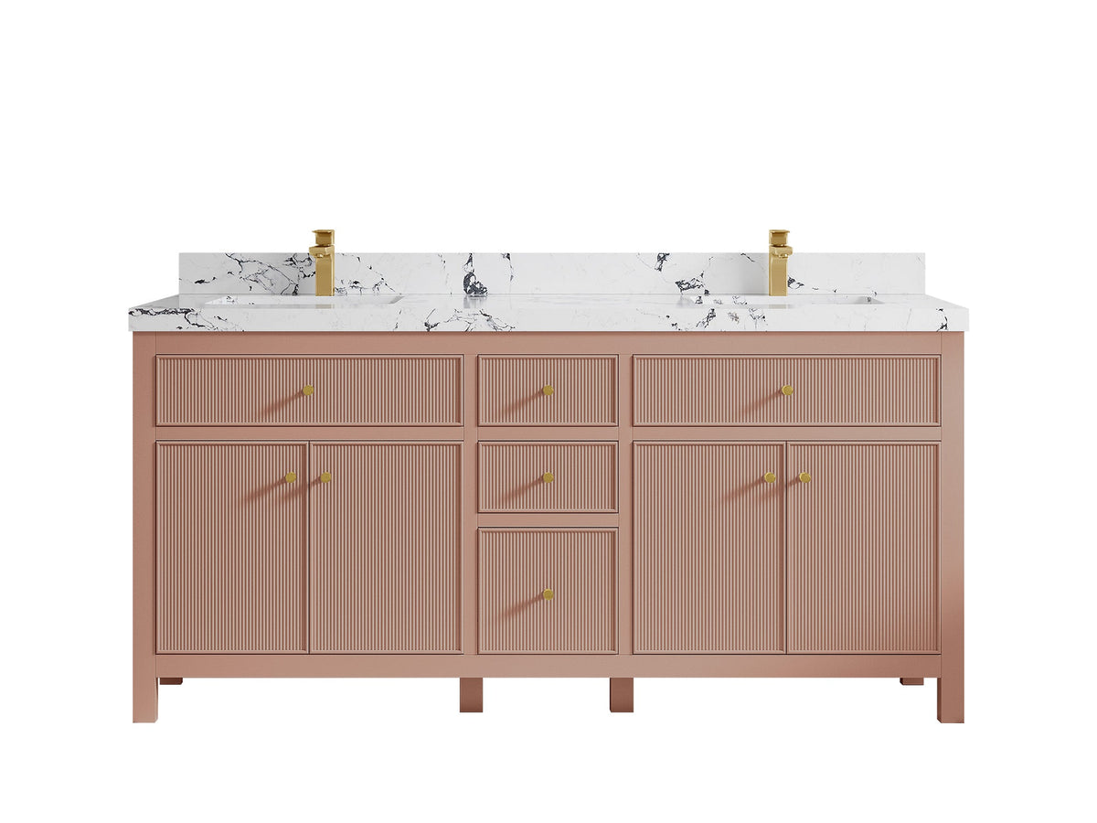 Sonoma 72 in W x 22 in D Free Standing Reeded Double Sink Bathroom Vanity - Willow Bath and Vanity