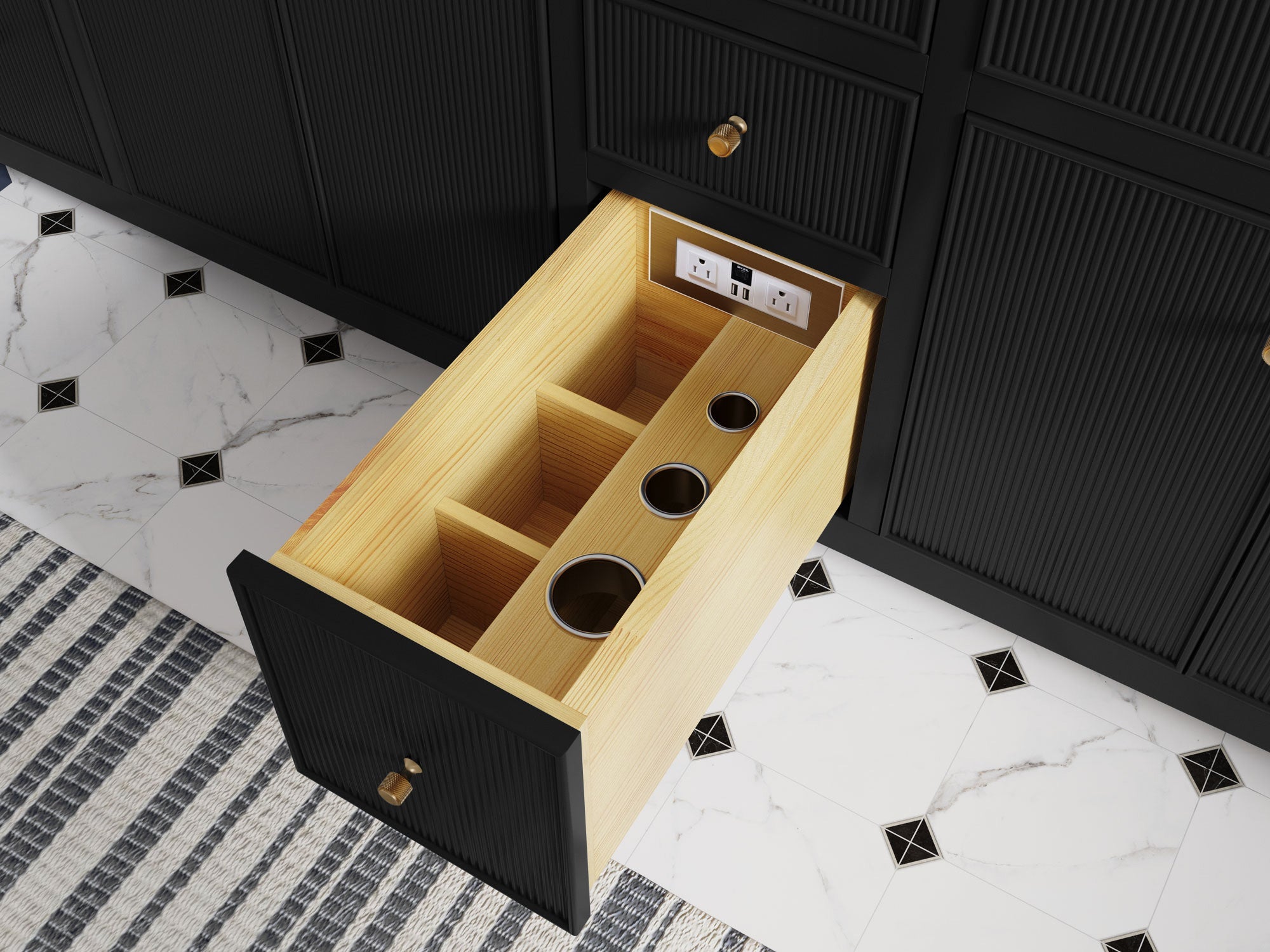 Sonoma 72 in W x 22 in D Free Standing Reeded Double Sink Bathroom Vanity - Willow Bath and Vanity