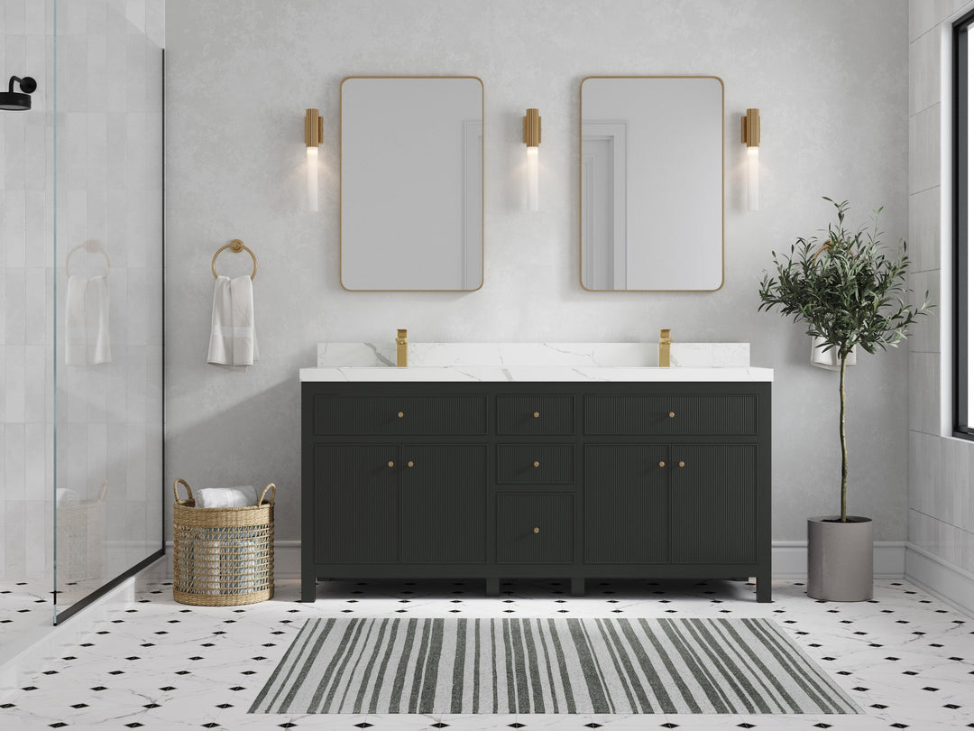 Sonoma 72 in W x 22 in D Free Standing Reeded Double Sink Bathroom Vanity - Willow Bath and Vanity