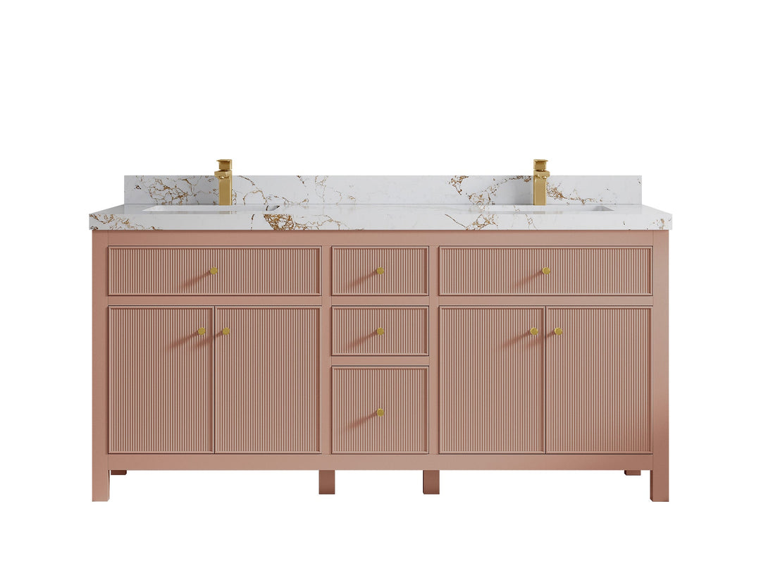 Sonoma 72 in W x 22 in D Free Standing Reeded Double Sink Bathroom Vanity - Willow Bath and Vanity