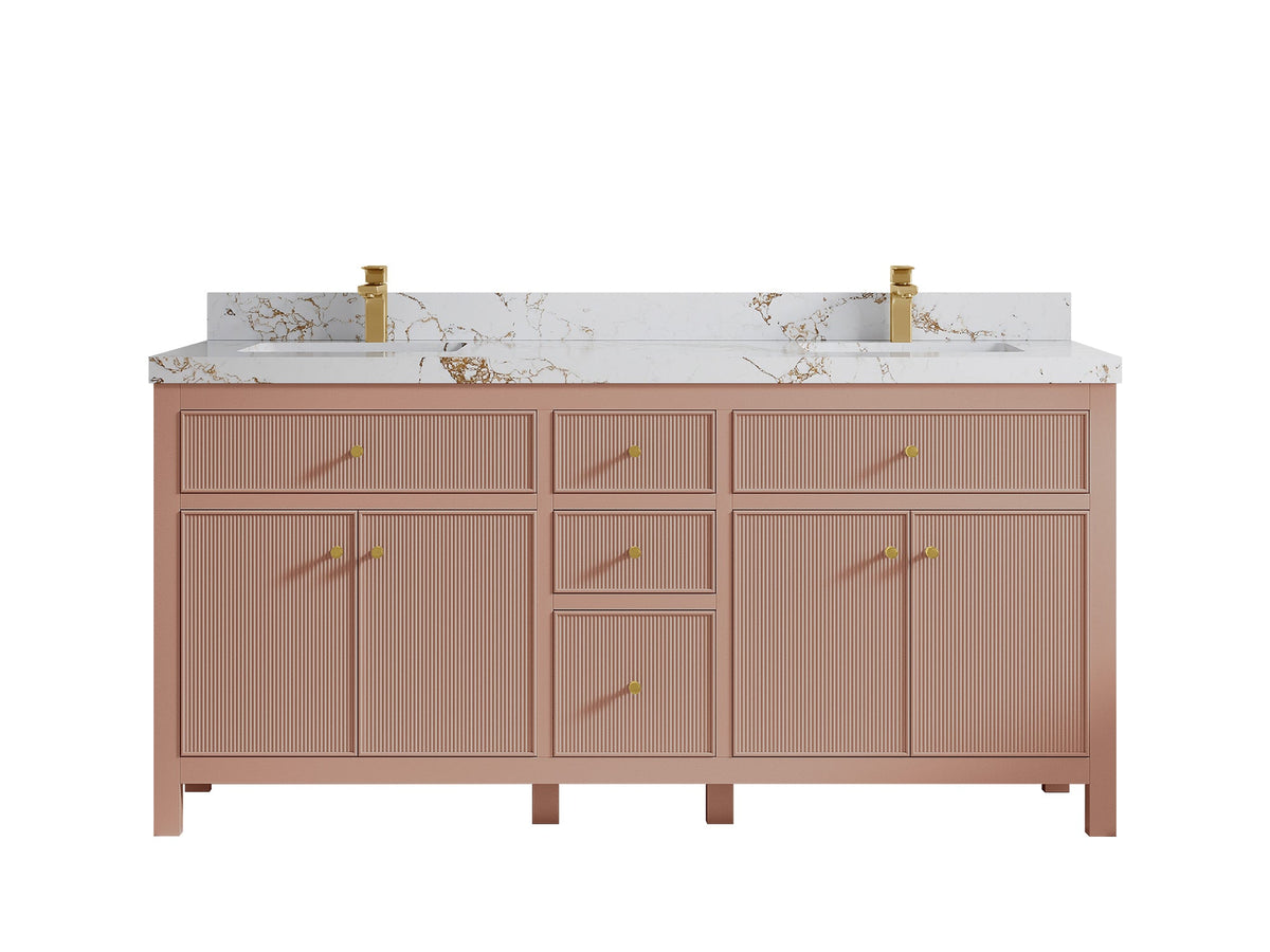 Sonoma 72 in W x 22 in D Free Standing Reeded Double Sink Bathroom Vanity - Willow Bath and Vanity