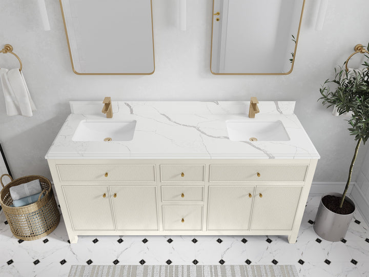 Sonoma 72 in W x 22 in D Free Standing Reeded Double Sink Bathroom Vanity - photo 21