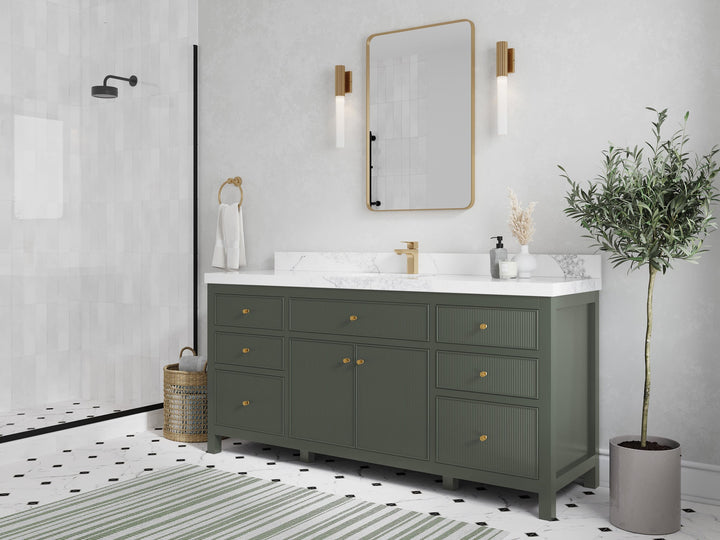 Sonoma 72 in W x 22 in D Free Standing Reeded Single Sink Bathroom Vanity - photo 2