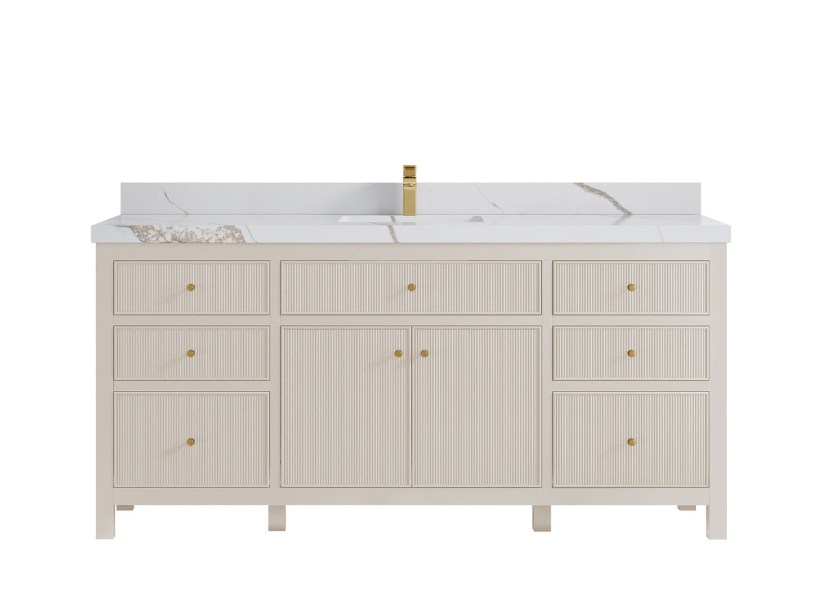 Sonoma 72 in W x 22 in D Free Standing Reeded Single Sink Bathroom Vanity - Willow Bath and Vanity